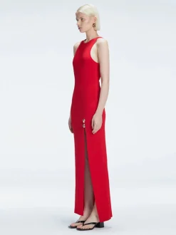Louisa Red Halter Knit Maxi Dress