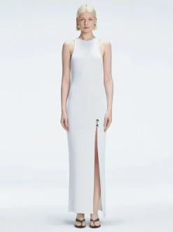 Louisa White Halter Knit Maxi Dress