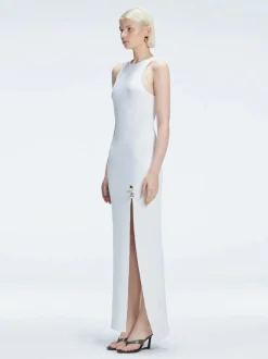Louisa White Halter Knit Maxi Dress