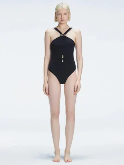 Lyra Black High Neck One Piece Swimsuit