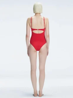 Lyra Red High Neck One Piece Swimsuit
