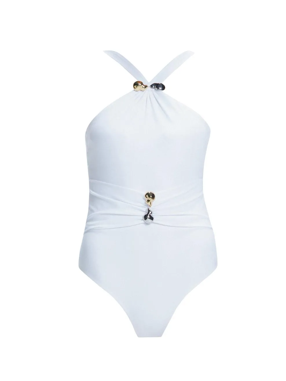 Lyra White High Neck One Piece Swimsuit