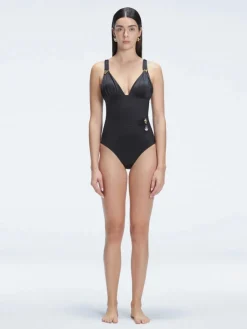 Marina Black V Neck One Piece Swimsuit