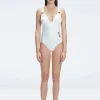 Marina White V Neck One Piece Swimsuit