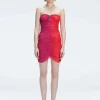 Marsiela Pink Optical Bandeau Draped Mini Dress