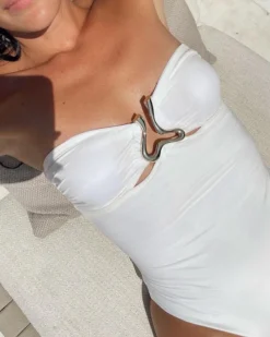 Marta Lozano - Kenna White Swimsuit