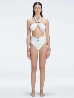 Meredith White Halter Bikini Top
