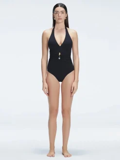 Miley Black Halter One Piece Swimsuit