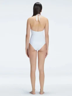 Miley White Halter One Piece Swimsuit