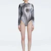Mireya Black Optical Long Sleeve Bodysuit
