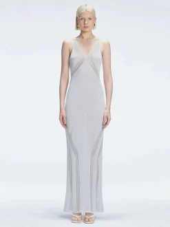 Odessa Silver Knit Maxi Dress