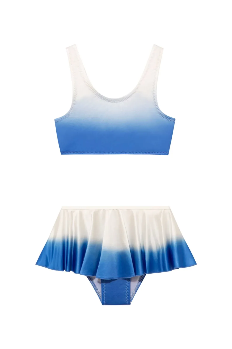 Peachy Blue/White Kids Bikini Bottom