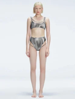 Rosalind Black Optical High Waist Bikini Bottom