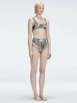 Rosalind Black Optical High Waist Bikini Bottom