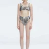 Rosalind Black Optical Scoop Neck Bikini Top