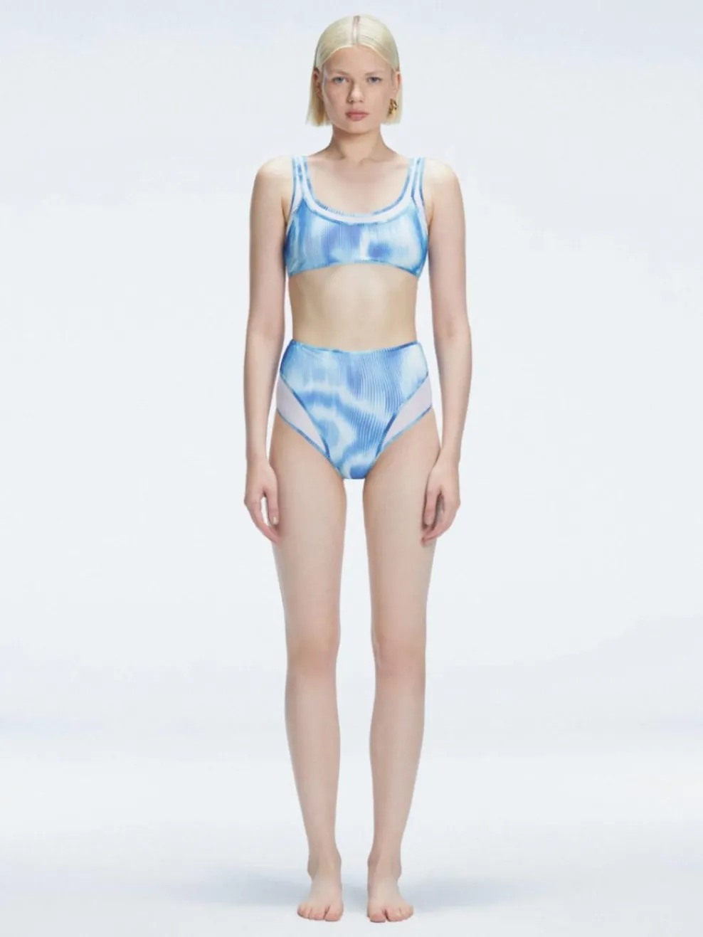 Rosalind Blue Optical High Waist Bikini Bottom