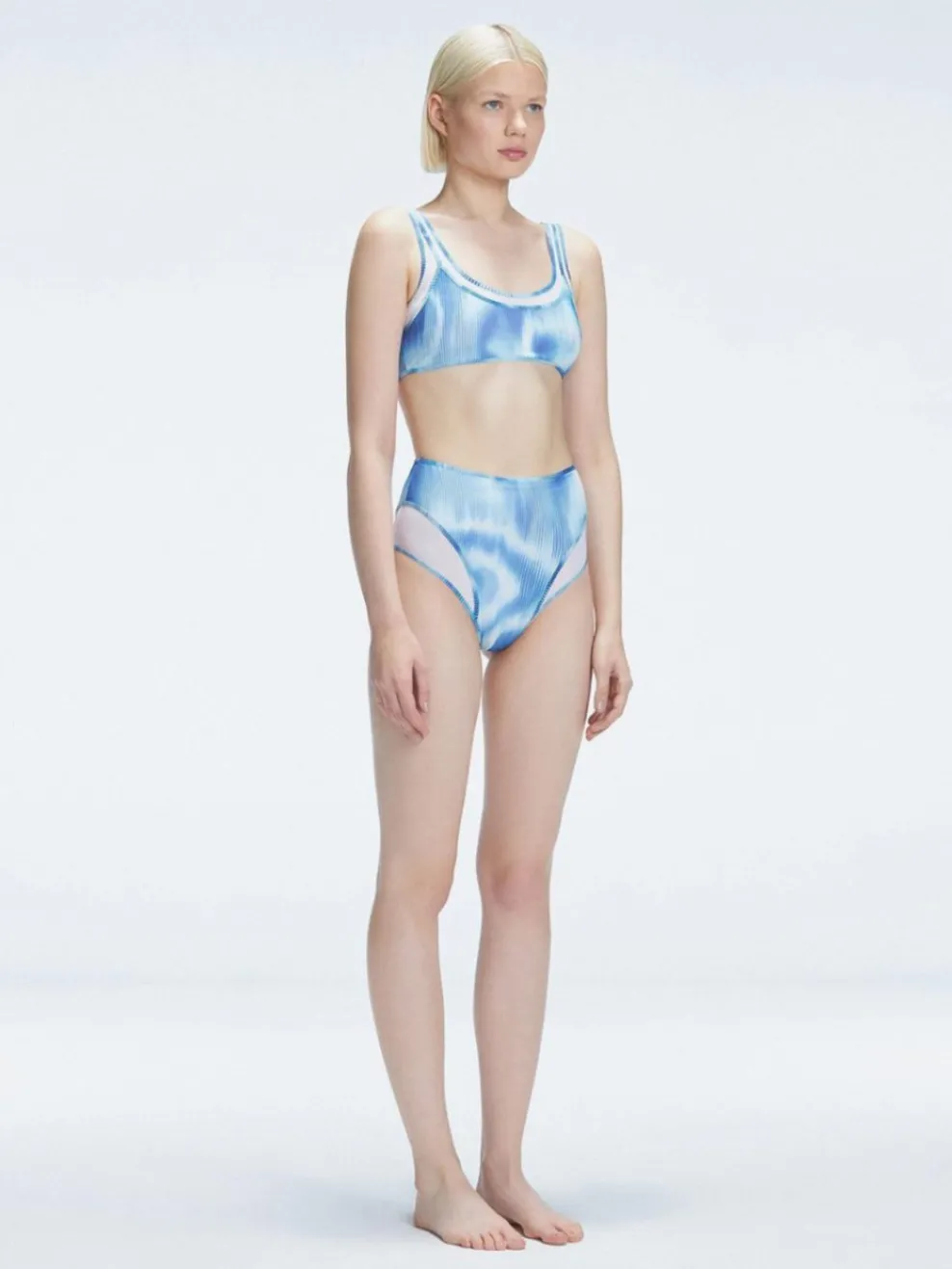 Rosalind Blue Optical High Waist Bikini Bottom
