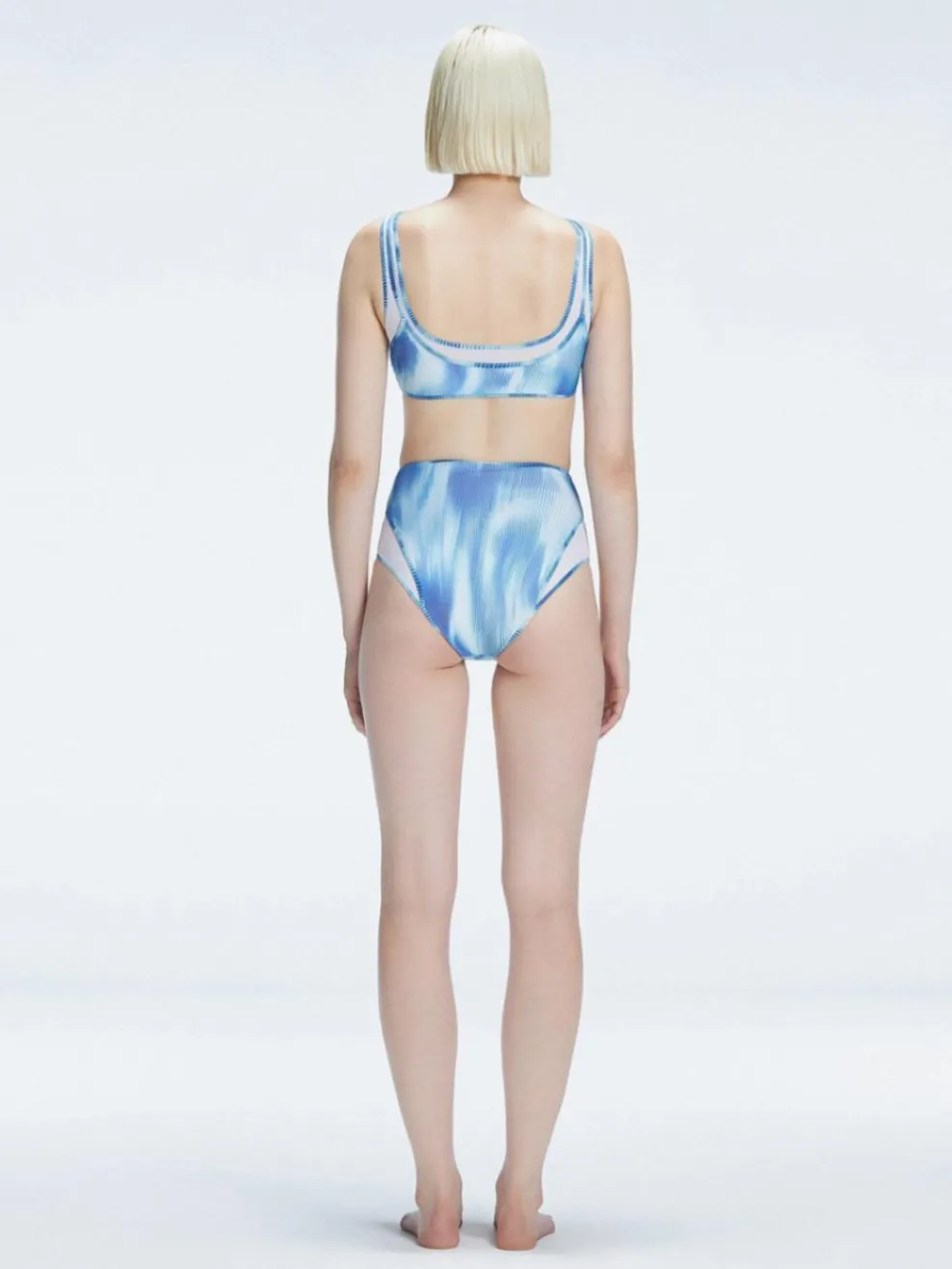 Rosalind Blue Optical High Waist Bikini Bottom