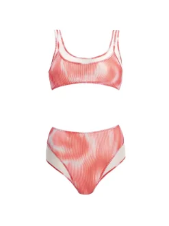 Rosalind Red Optical High Waist Bikini Bottom