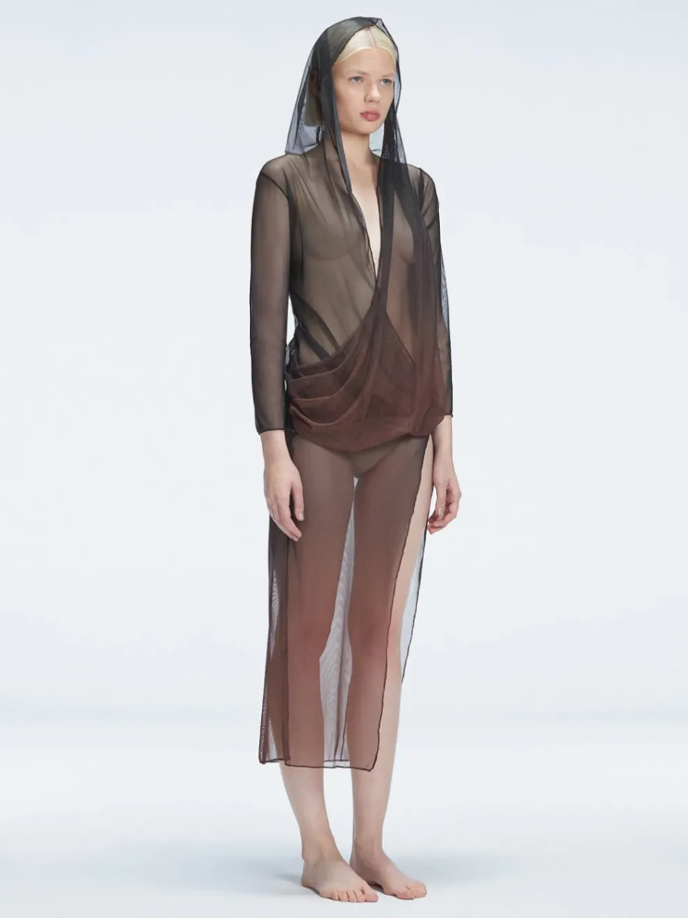 Rosie Black Optical Long Sleeve Maxi Dress