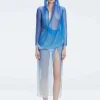 Rosie Blue Optical Long Sleeve Maxi Dress