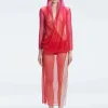Rosie Red Optical Long Sleeve Maxi Dress