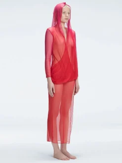 Rosie Red Optical Long Sleeve Maxi Dress