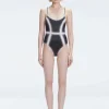 Seraphina Black Optical Scoop Neck One Piece Swimsuit