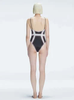 Seraphina Black Optical Scoop Neck One Piece Swimsuit