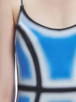 Seraphina Blue Optical Scoop Neck One Piece Swimsuit