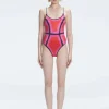 Seraphina Pink Optical Scoop Neck One Piece Swimsuit
