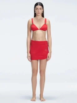 Siena Red Mesh Detail Mini Skirt