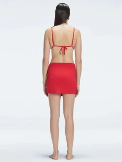 Siena Red Mesh Detail Mini Skirt