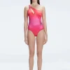 Solene Gradient One Shoulder One Piece Swimsuit