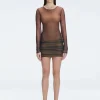 Sylvie Black Optical Long Sleeve Mini Dress