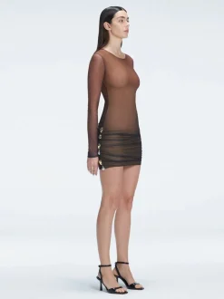 Sylvie Black Optical Long Sleeve Mini Dress