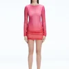 Sylvie Pink Optical Long Sleeve Mini Dress