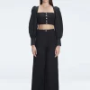 Valencia Black Linen High Waist Pant