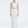 Violet White One Shoulder Textured Maxi Dress