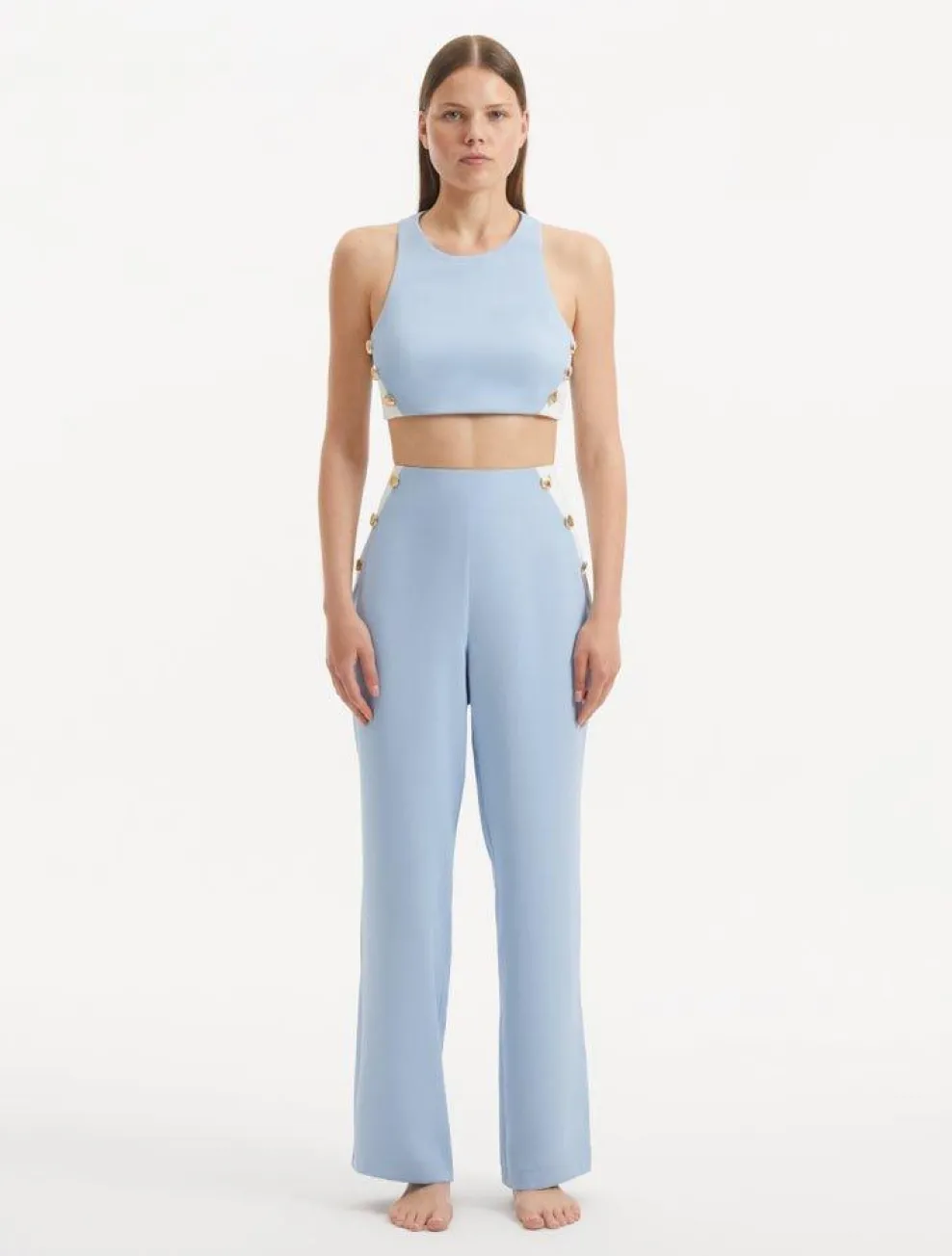 Wade White Baby Blue Pants