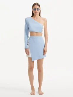 Winslet White Baby Blue Crop Top and India Skirt