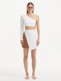 Winslet White Brown Crop Top and India Skirt