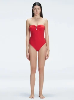 Zephyrine Red Bandeau One Piece Swimsuit