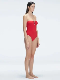 Zephyrine Red Bandeau One Piece Swimsuit
