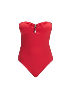 Zephyrine Red Bandeau One Piece Swimsuit